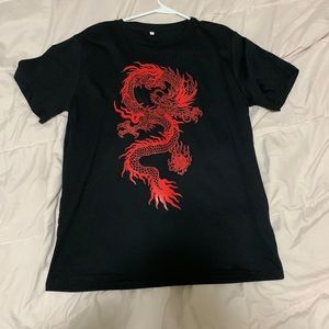Short sleeve Chinese red dragon shirt